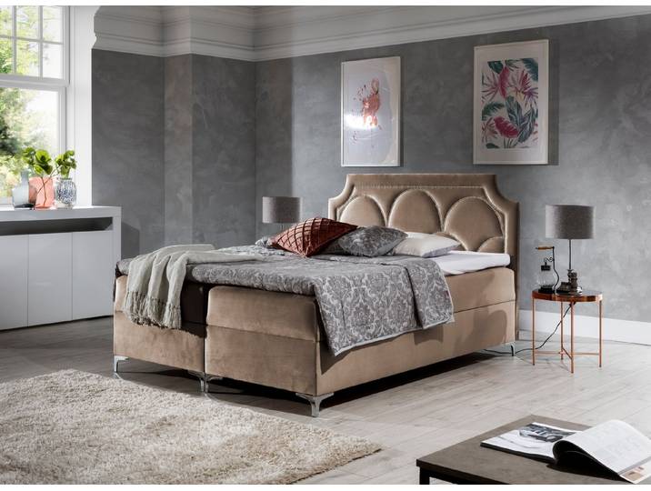 MF Design Boxspringbett Boxspringbett CASCHMIRE mit Bettkasten und Federautomatik, Vorhanden