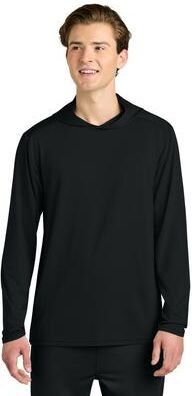 Richardson RA7110LSH Clutch Long Sleeve Hoodie T-Shirt in Black size 3XL   Polyester Blend