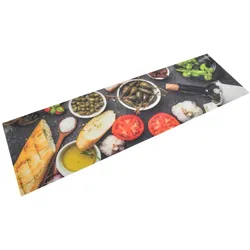 vidaXL Küchenteppich Waschbar Wein & Essen 45x150 cm Samt