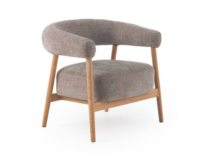 Fauteuil en bois de chêne tapissé en taupe