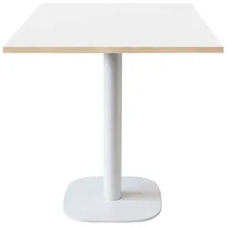 RestooTab - Tisch Round weiß 70x70cm Dekor weiß Kanten in Holzoptik