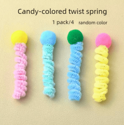 Inspire Picks Spring Bounce Colorful Interactive Cat Spring Toy Set random Color 4pcs