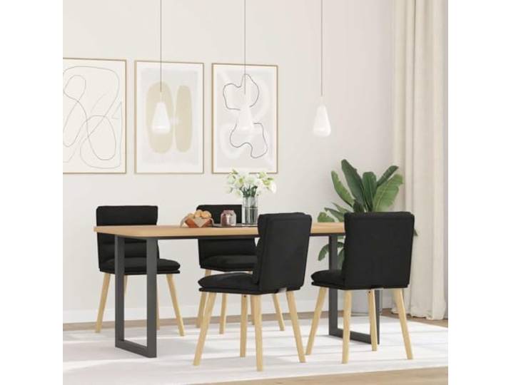 HEFZGDB Esszimmerstühle 4 STK. Schwarz Stoff, Elegante Stapelbare Stühle mit Atmungsaktivem Bezug und Robustem Metall-Holz-Gestell für Wohnzimmer