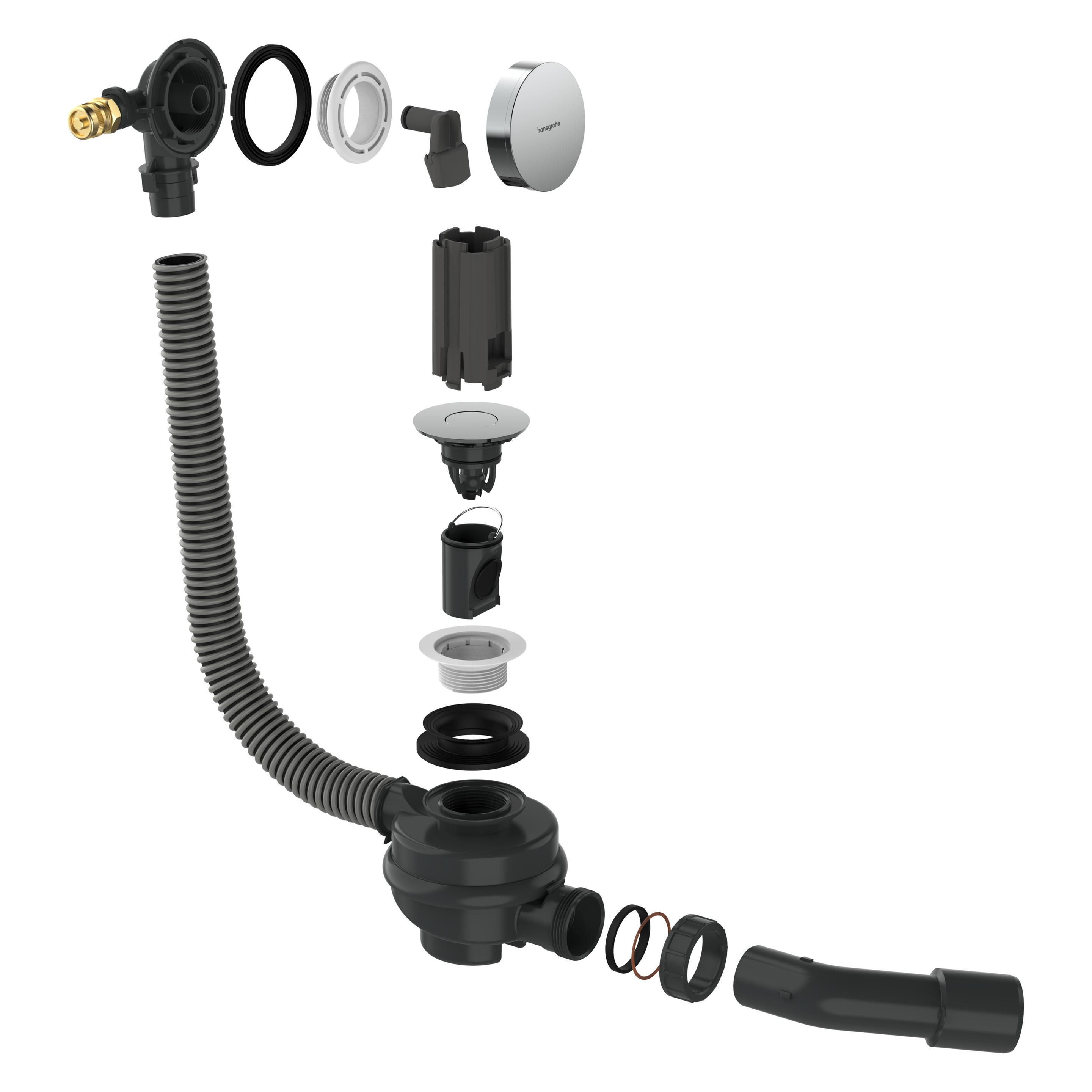 hansgrohe Exafill Set de finition Bec déverseur pour baignoire, garniture d'écoulement et de trop-plein (Überlaufgarnitur) (58119140)