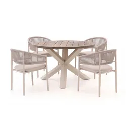 Bellagio Panaro/ROUGH-Y ø 120 cm Gartenmöbel-Set 5-teilig stapelbar