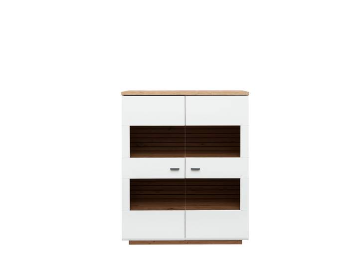 Wohn-Concept Fresno Highboard Holzwerkstoff Weiß matt/Eiche