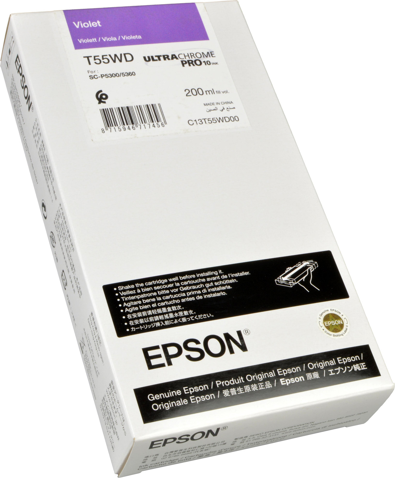 Epson T55WD Originele Inktpatroon Violet 200 ml C11CL14301A0
