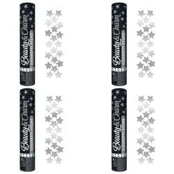 4 Konfettikanonen silber Sterne 30 cm
