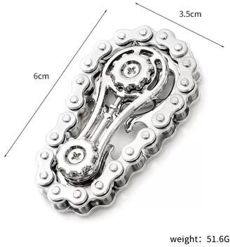 Uplift Picks Premium Metal Gear Fidget Spinner Stress Relief Desk Toy For Adults And Teens silver Chain 1 Pc
