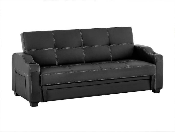 Schlafsofa Klappsofa - Kunstleder - Schwarz - MIRELLA