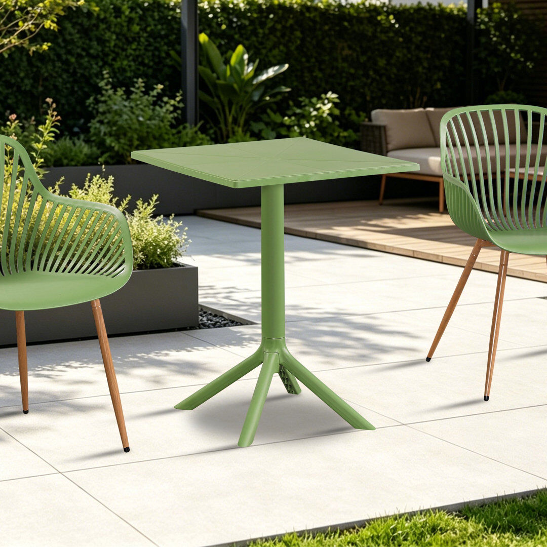 Metro Dejanae Outdoor Bistro Table, Square Spacious Tabletop Green