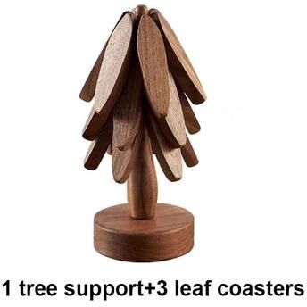 Uplift Treasures 4 Piece Tree Design Bamboo Wooden Trivets Set b l