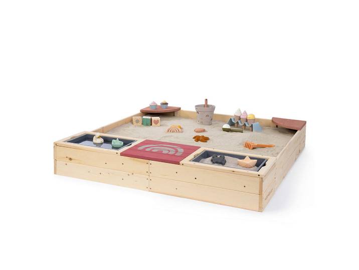 Muddy Buddy Sandkasten Beach Rebel, Naturfarben, Rosa, Holz, Zypresse, massiv, 125x20x135 cm, EN 71, Freizeit & Co, Gartenspielzeug, Sandkästen