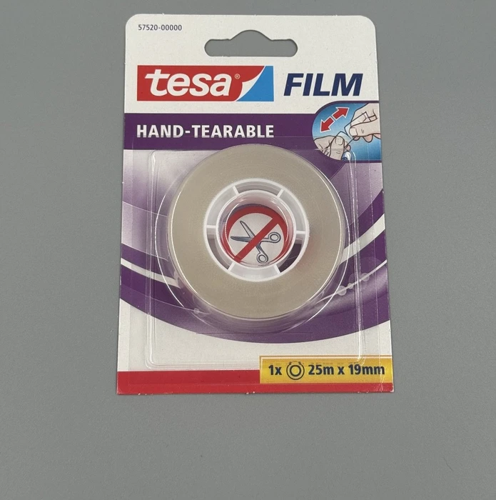 tesa Film, von Hand einreißbar, transparent, 19 mm x 25 m