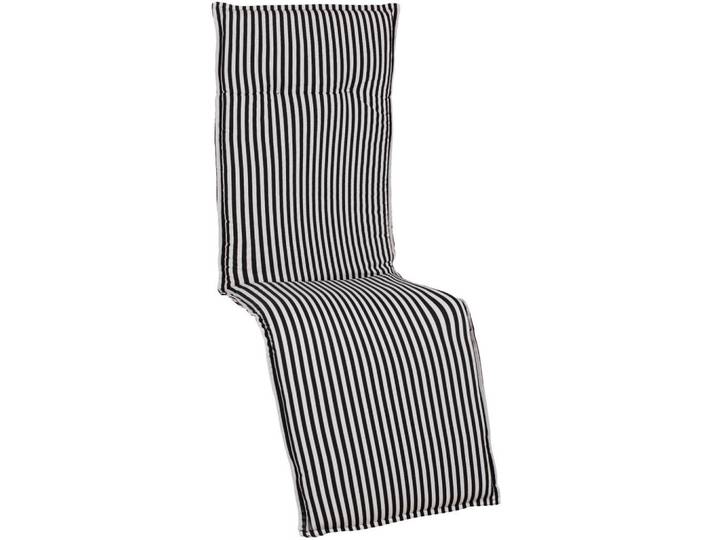 Gardenson Relaxsesselauflage, Schwarz, Textil, Streifen, Füllung: Schaumstoff, Fleece,Schaumstoff, Fleece, rechteckig, 52x8x170 cm, formstabil, für den Aussenbereich geeignet, UV-beständig, mittels Bändern zu befestigen, mittels Gurtband zu befestigen, Gartenmöbel, Gartenkissen & Auflagen, Sesselauflage