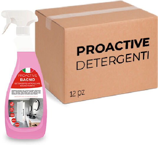 ProActive Detergenti Scatola 12 pezzi di detergente anticalcare ProActive bagno flowery 750 ml