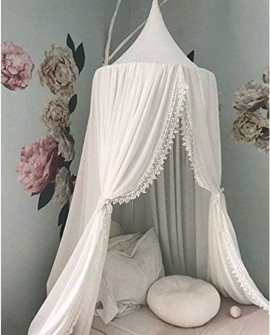 East Urban Home Bed Canopy Round Dome Princess For Bedroom, White, 240 X 60 X 60Cm White