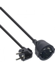 InLine Strom-Verlängerung Schutzkontakt Stecker gewinkelt Buchse schwarz Kabel Verlängerungskabel Strom/Netzteil 1 m (16400Y)