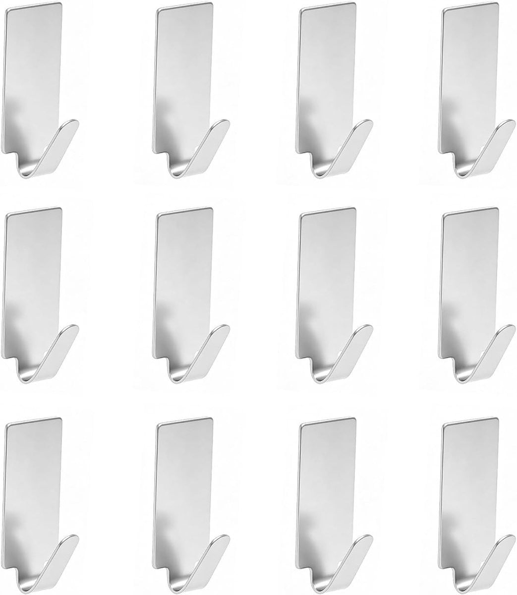 Set van 12 zelfklevende wandhaken van roestvrij staal voor badkamer en keuken