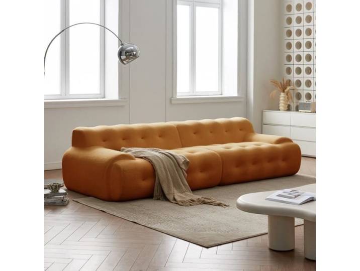 Canapé en tissu livré Roulé couleur Orange