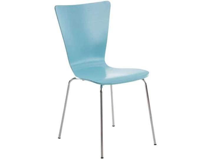 CLP Stapelstuhl Aaron I Ergonomisch Geformter Konferenzstuhl Mit Holzsitz I Platzsparender Besucherstuhl Mit Bodenschonern Farbe hellblau