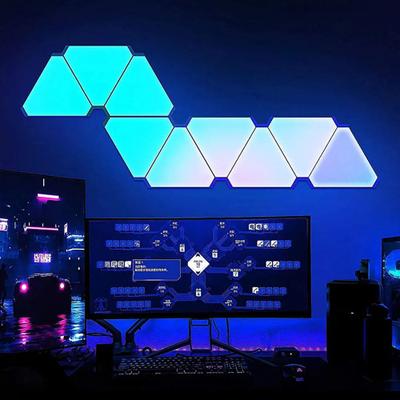 Evergreen Home Goods LED Triangle Lamps, WIFI Bluetooth USB Smart Wall Light, Creative Gaming Bedroom Decor bluetoothapp No Plug 3 Pcs Set
