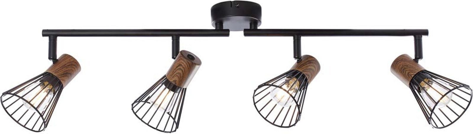 Brilliant Manama landelijke plafondlamp 4-lichts zwart en houtbruin