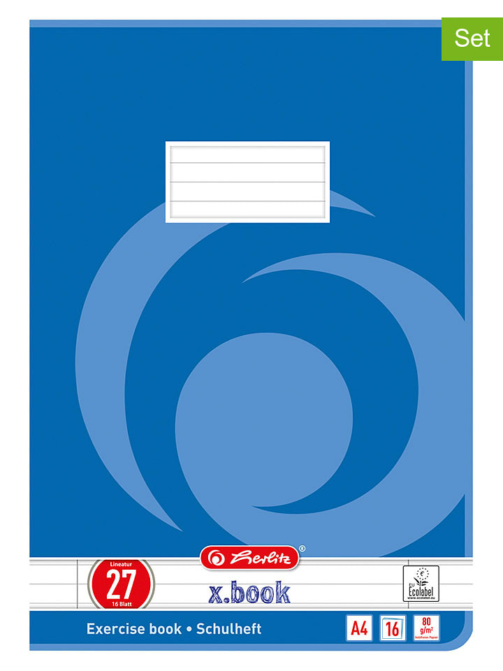 Herlitz 10er-Set: Hefte ''A4/16 Lin.27'' in Blau - onesize