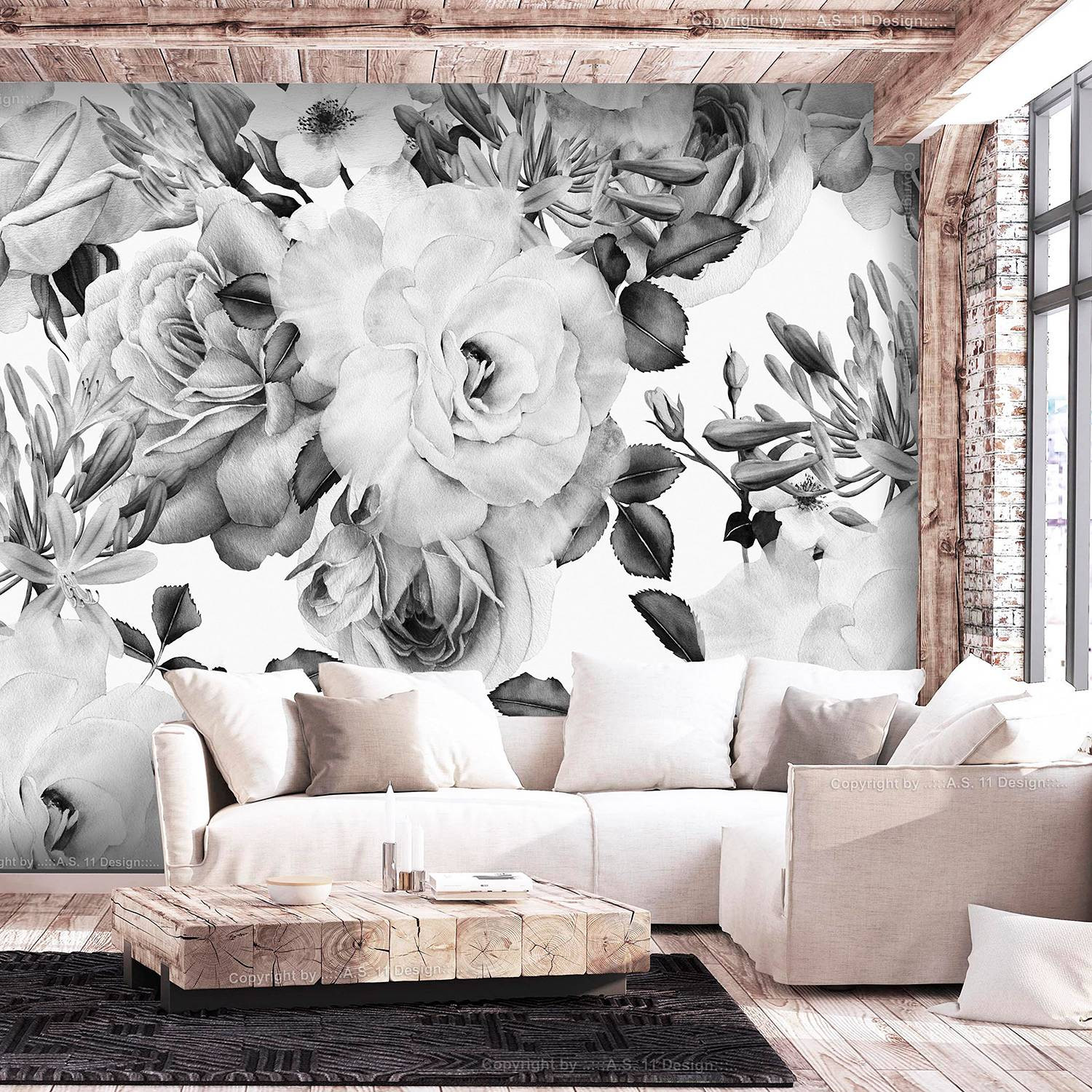 home24 Fotobehang Sentimental Garden zwart/wit/grijs B: 200 cm, H: 140 cm