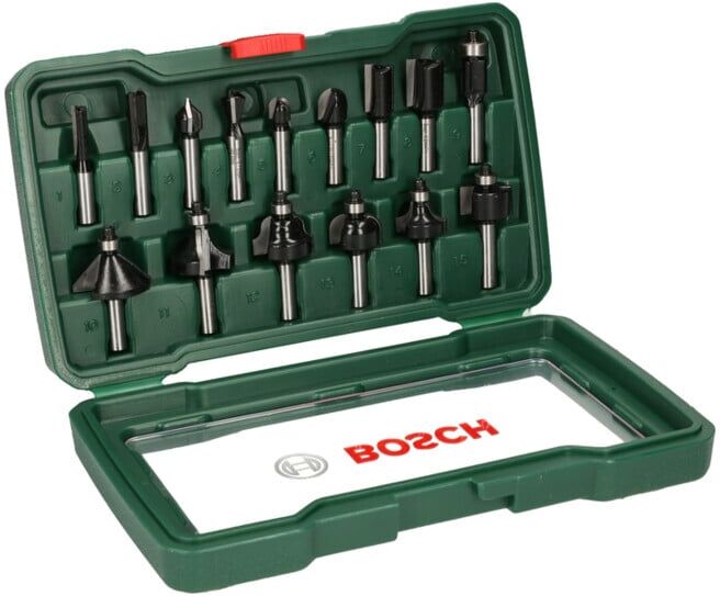 Set de 15 fraises au carbure (queue 8 mm) ; Bosch (2607019469)