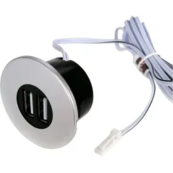kalb   Einbau USB-Hub, Silbergrau, Steckdose für Smartphone, Tablet, E-Reader Möbeleinbau 12V