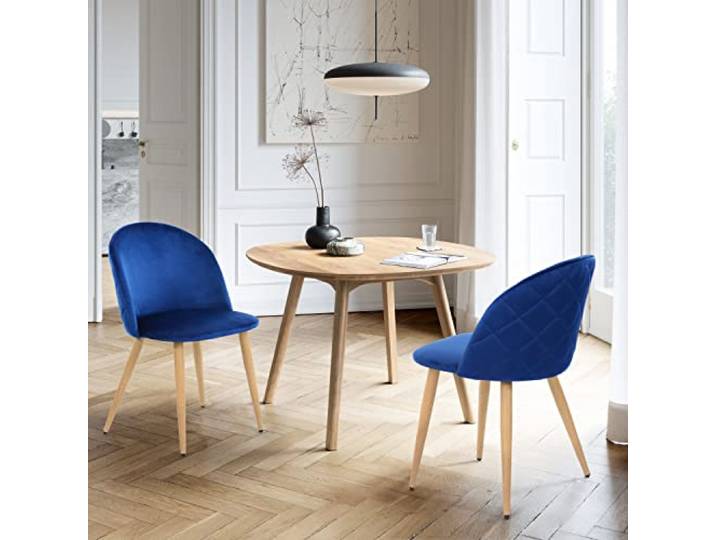 HOMYLIN Set mit 2 Esszimmerstühlen, runde, solide Rückenlehne, weicher Polsterstoff, Esszimmerstuhl