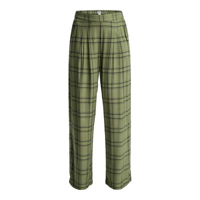Stoffhose ROXY "Great Influence", Damen, Gr. S, Normalgrößen, grün (oil grün natural plaid), Obermaterial: 100% Viskose., Hosen Stoffhose