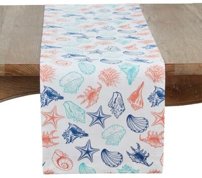 Saro Lifestyle "Ocean Breeze Sea Shells Table Runner - 14""x72"""