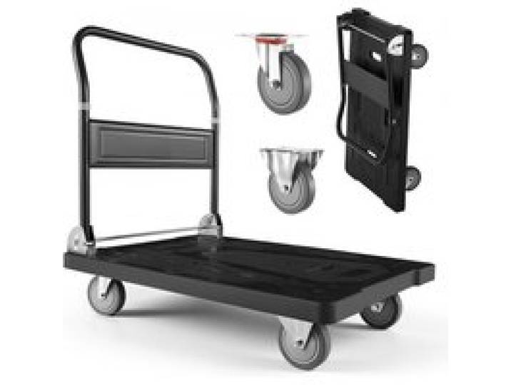 VEVOR Plattformwagen Klappbar 454 kg, Transportwagen mit Lenkrolle, Handwagen mit Rutschfester Ladefläche, Klappwagen Transporthilfe für Einfache Aufbewahrung, 895x595x850 mm Rollwagen