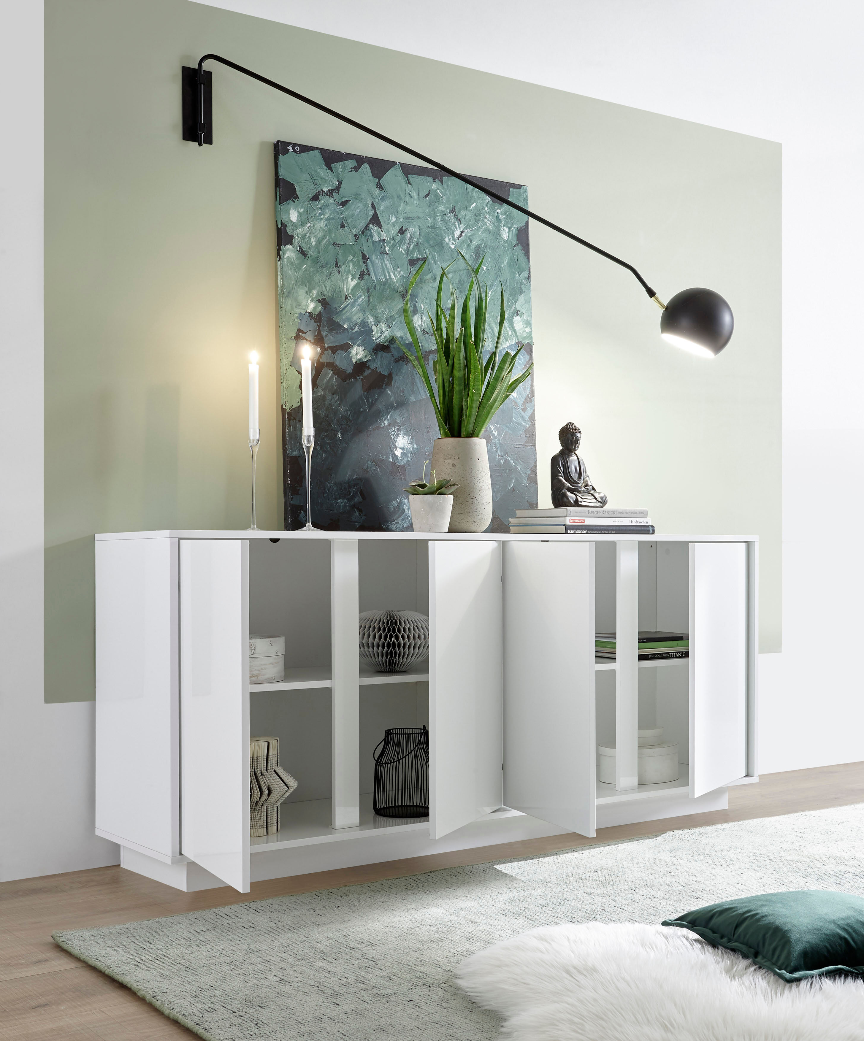 Sideboard HOME AFFAIRE "Ice", weiss (weiß hochlglanz lack), Sideboards, Sideboard, grifflos weiß hochlglanz lack Einheitsgröße