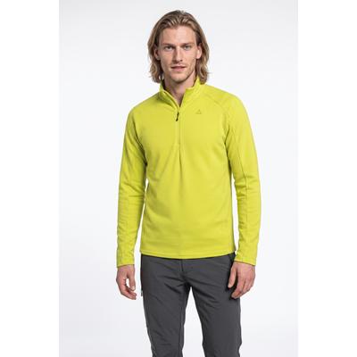 Fleecepullover SCHÖFFEL "Longsleeve Style Energio MEN", Herren, Gr. 52, gelb (sulphur sand), Obermaterial: 94% Polyester, 6% Elasthan, hoch geschlossener Ausschnitt, Sweatshirts Fleecepullover, Geruchshemmende Wirkung, schnell trocknend, atmungsaktiv