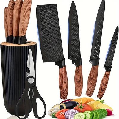 6-teiliges Kombinationsmesserset, geeignet für verschiedene Anwendungsbereiche: Fleischmesser, Küchenmesser, Obstmesser, Knochenschere.