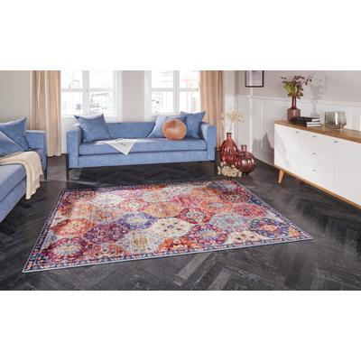 Teppich ELLE DECORATION "Kashmir Ghom" Gr. 33, bunt (multi), B:200cm H:5mm L:290cm, Polyester, Teppiche, Teppich, Orientalisch, Läufer, Kurzflor, Vintage, Wohnzimmer, Schlafzimmer