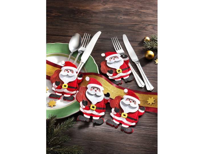 Bestecktaschen, 4er-Set, Rot-Weiss