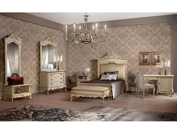 Xlmoebel Schlafzimmer-Set Luxuriöses Schlafzimmer-Ensemble aus hochwertigem Holz, (7-tlg., Bett), Hergestellt in Italy