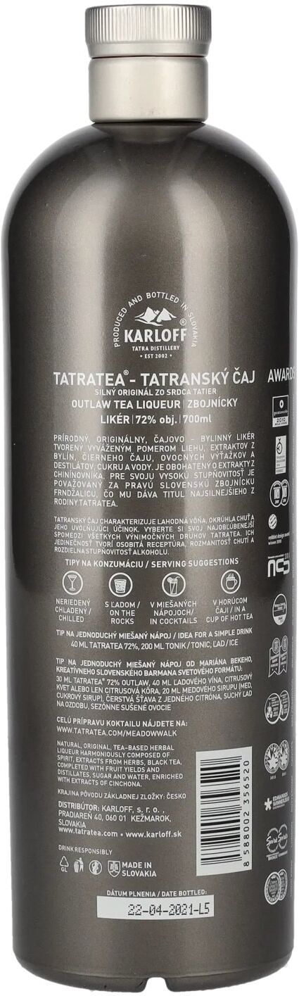 Tatratea Likör TATRATEA Outlaw Tea Liqueur 72% Vol. 0,7l