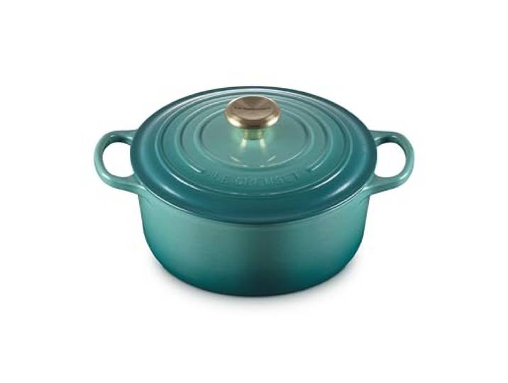 Le Creuset Schmortopf aus emailliertem Gusseisen, rund, 4,5 qt, Riviera
