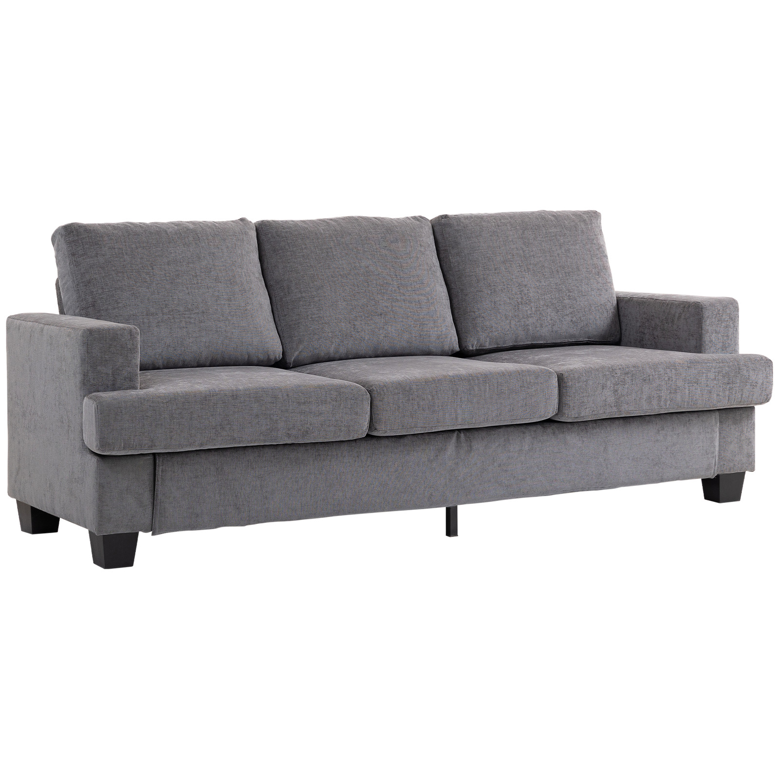 HOMCOM 3-zits sofa voor de woonkamer met stoffen bekleding en stalen frame, grijs