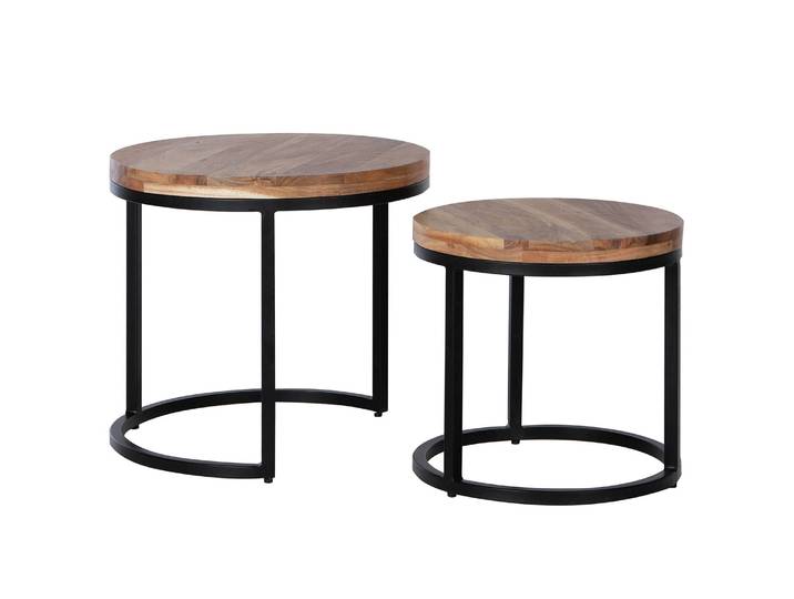 Couchtisch OSS 2er-Set Ø 50cm Braun/Akazie