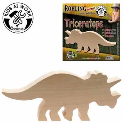 Corvus A600708 - Kids-at-Work, Schnitz-Rohling Triceratops, Lindenholz, 22x10x3cm