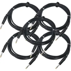Pronomic Stage INSTS-3 Klinkenkabel 3 m Stereo 5x Set