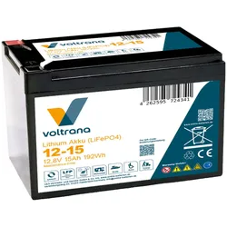 Voltrana Batterie für Weidezaungerät 12,8V 15Ah LiFePO4