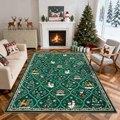 Garvee Diamond Pattern Christmas Area Rug