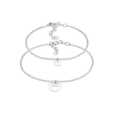 Armketten Set ELLI "Armband Herz Mutter Tochter Herzchen Look 925 Silber" Gr. 160, silber, Armbänder, Damen, Silber 925 (Sterlingsilber)